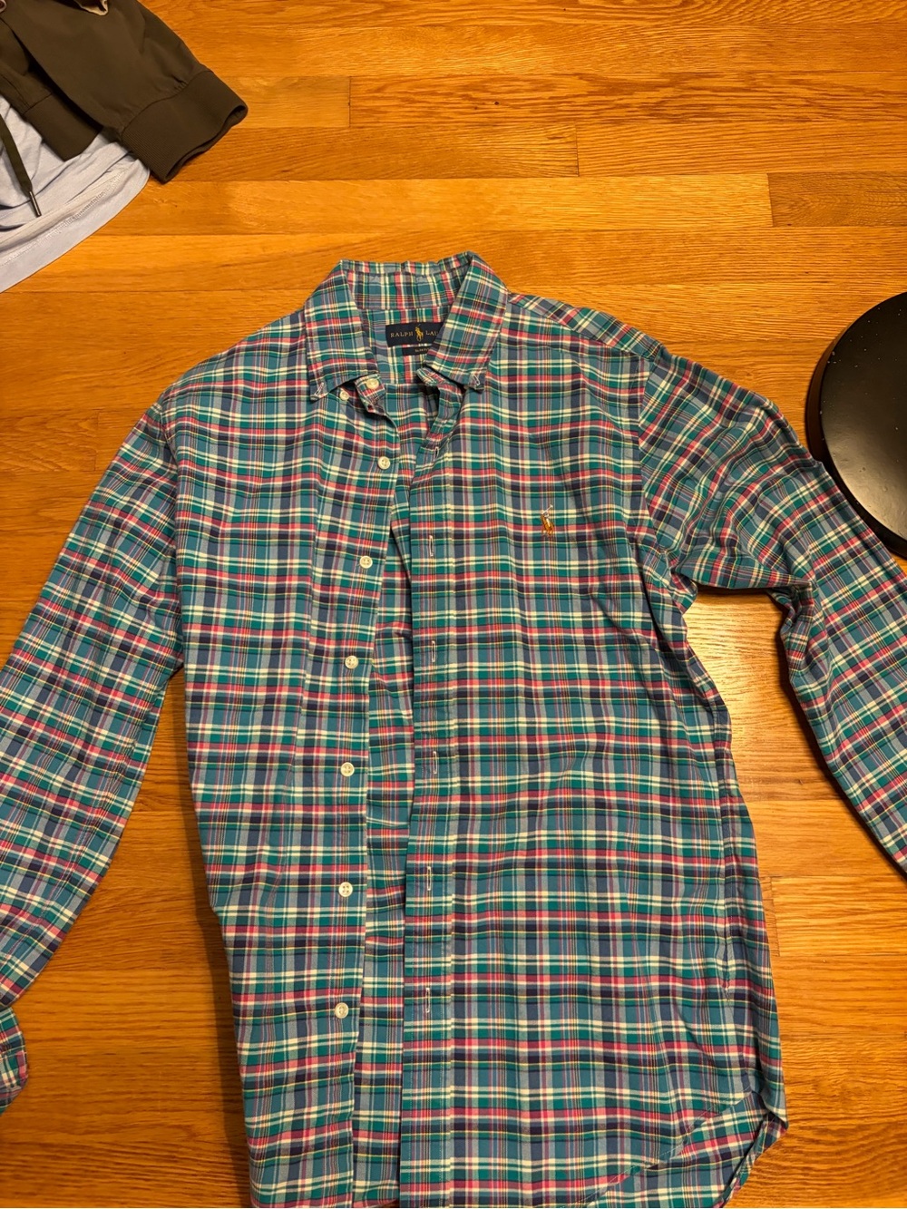 Ralph Lauren Teal and Pink Plaid Button-Down Shirt
